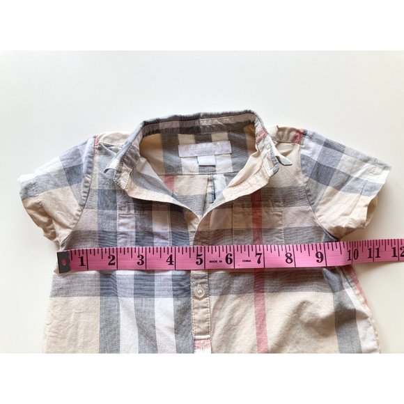Kids' BURBERRY Light Tan Nova Check Plaid One Piece Jumpsuit Romper, Size 6M - Picture 8 of 12